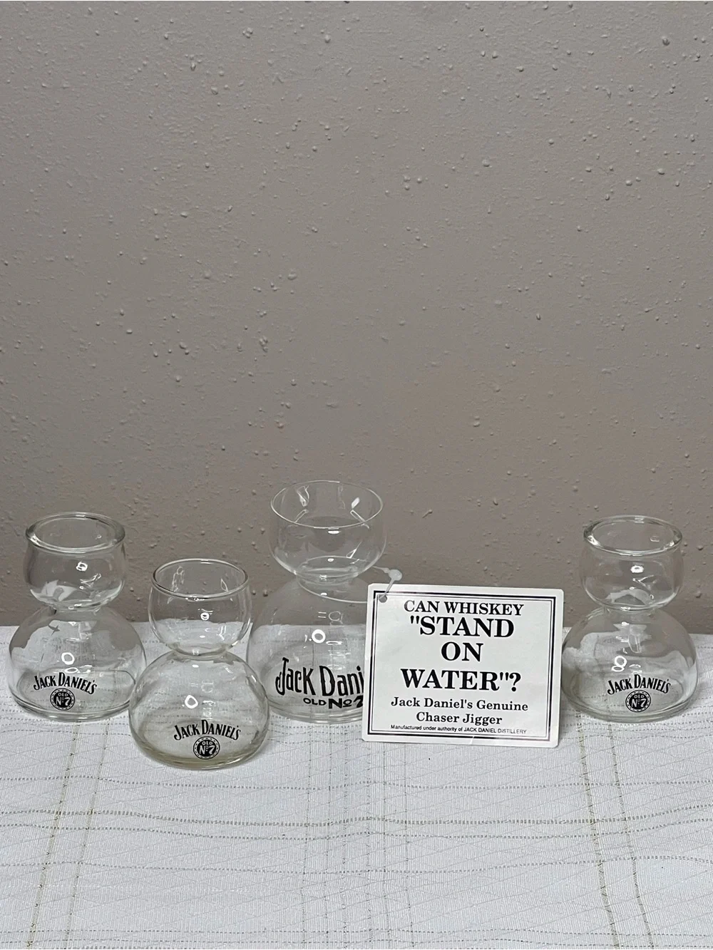 Jack Daniels Old No 7 Double Bubble Shot Glasses Set of 4 Whiskey Chaser